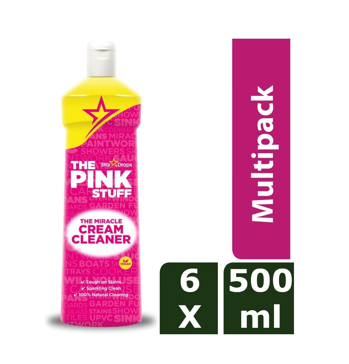 The Pink Stuff Scouring Cream - 6 x 500 ml value pack - Environmentally friendly