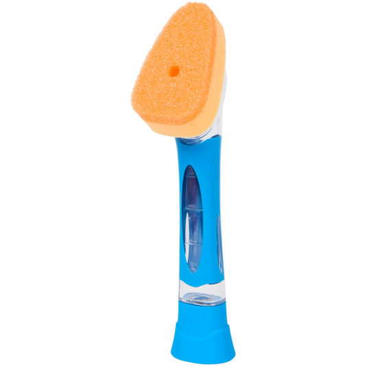 CleanRite Afwasspons met Zeepdispenser – Navulbaar Handvat – Blauw