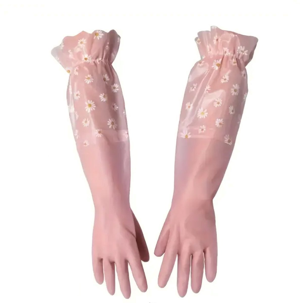 Gants roses avec fleurs