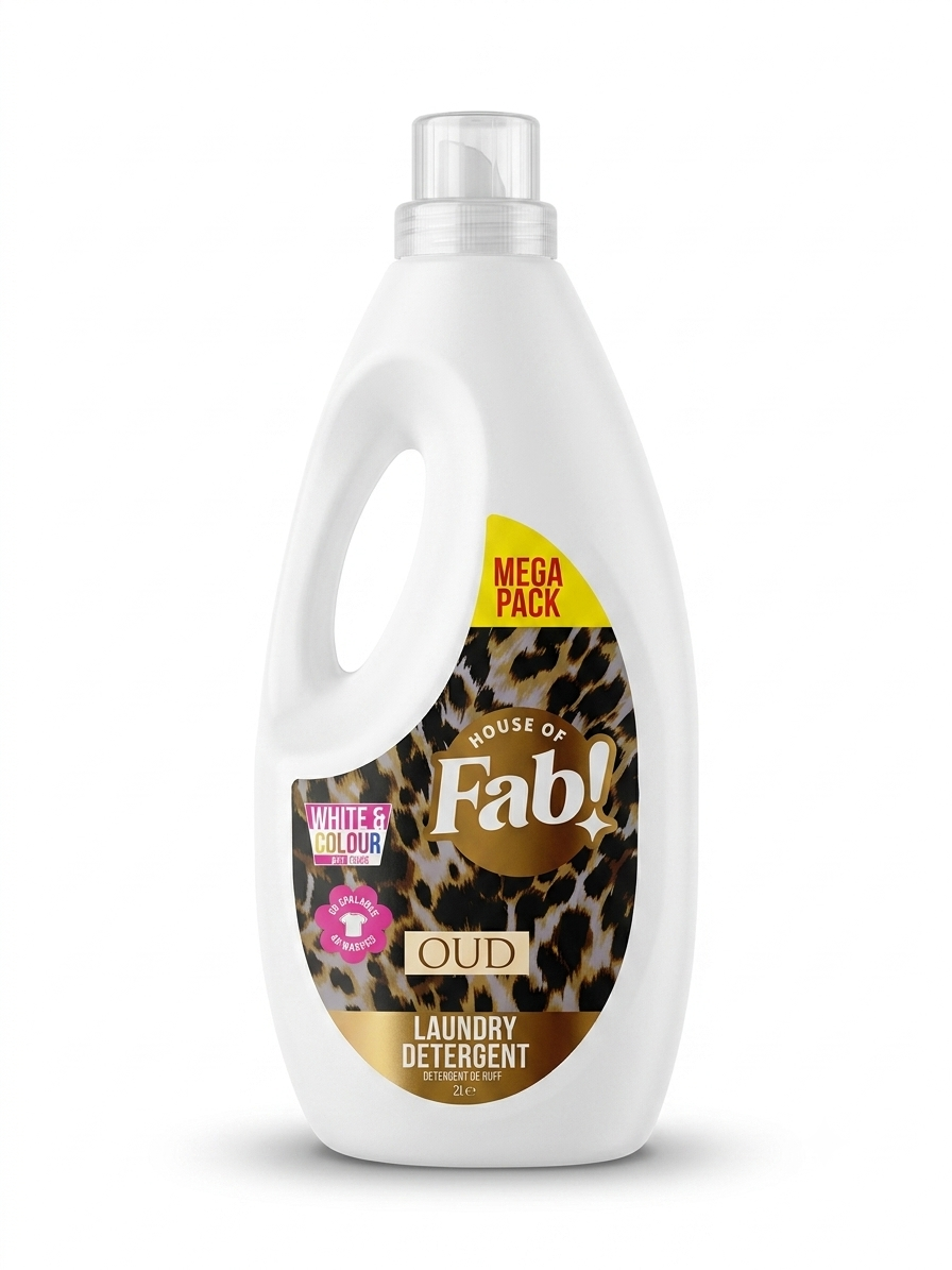 Fabulosa Oud Laundry Detergent Mega Pack 2L – Wasmiddel voor Witte & Gekleurde Was met Luxe Oud Geur
