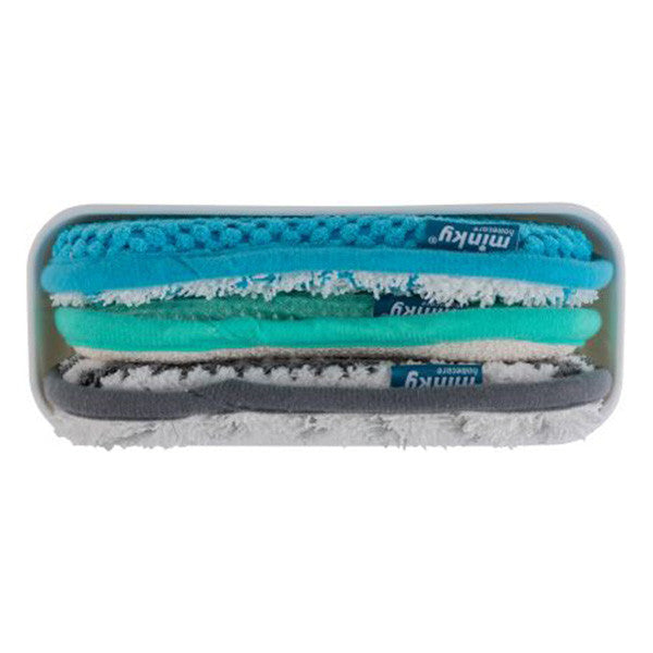 Boîte de rangement Minky avec tampons de nettoyage – lot de 3 (Blanc/Gris, Microfibre)