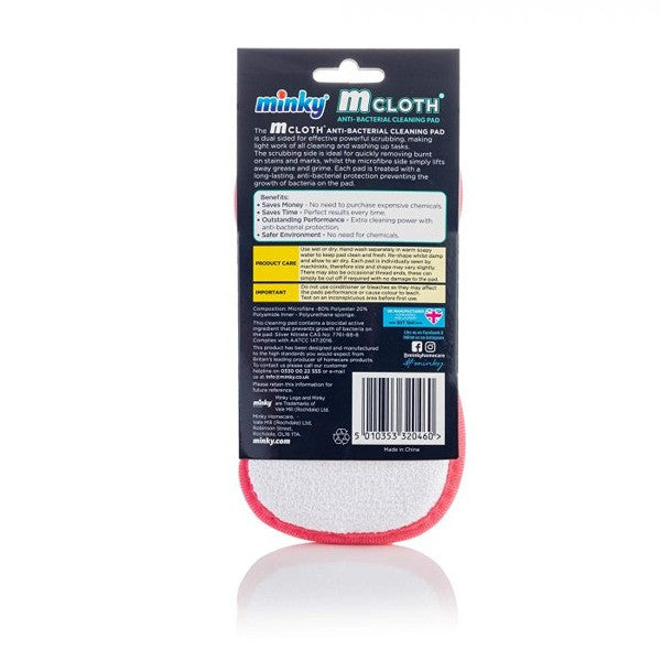 Minky M Chiffon Tampon de Nettoyage – Édition Cœurs (Blanc/Rouge • Double face)