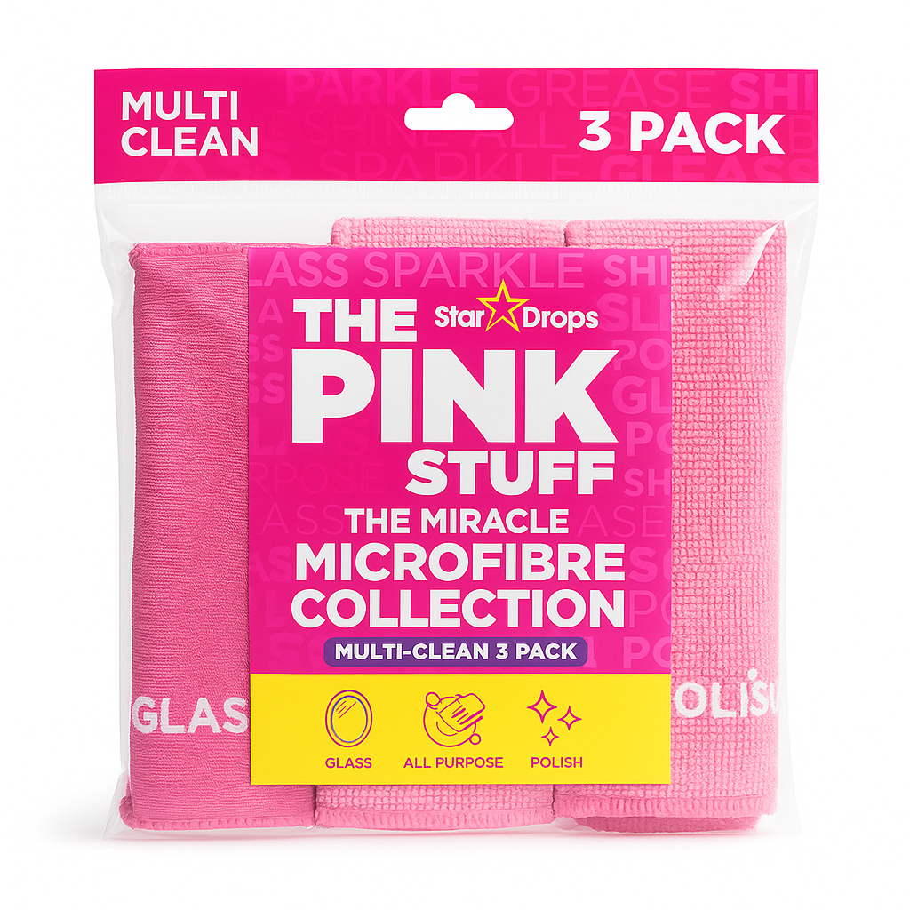 Le Pink Stuff Chiffon en microfibre rose (3 pièces)