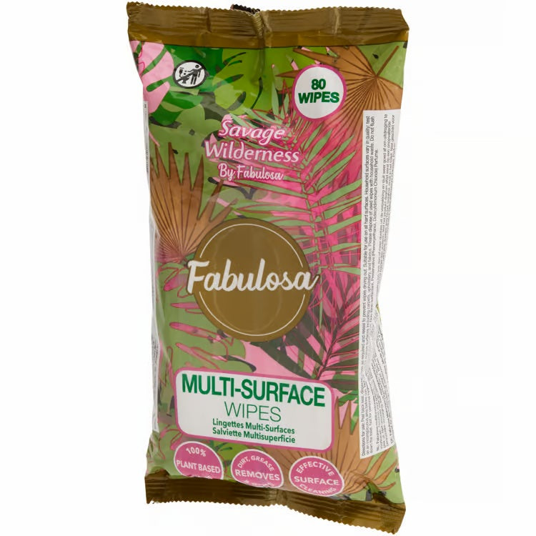 Lingettes nettoyantes antibactériennes Fabulosa biodégradables 80 pièces - Savage Wilderness - Édition limitée