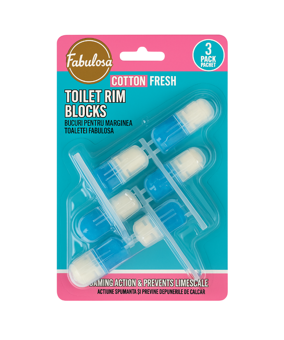Blocs WC Fabulosa – 3 pièces - Coton Frais - Parfum frais et protection anticalcaire