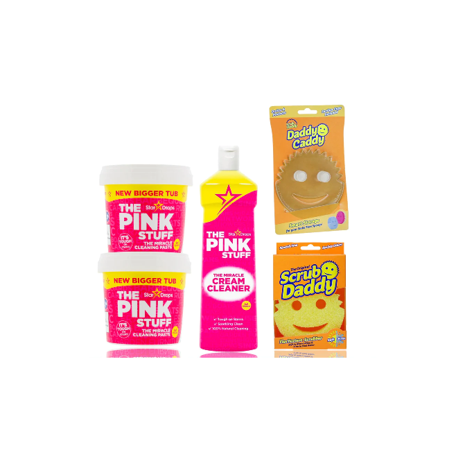 Nice Scrubbing Gift Set - Scrub Daddy, Daddy Caddy, Pink Stuff Paste, Cream Cleaner