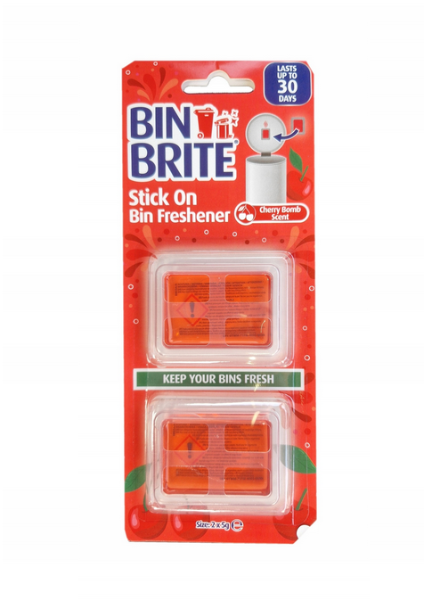 Bin Brite Stick-On Ambientador para Cubo de Basura – Cherry Bomb | Desodorante para Cubos de Basura | Hasta 30 Días de Frescura