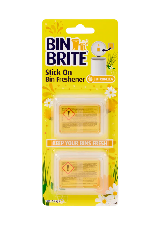 Bin Brite Stick-On Désodorisant Poubelle Citronnelle – Éliminateur d'odeurs pour Poubelle et Conteneur – 2 Pièces