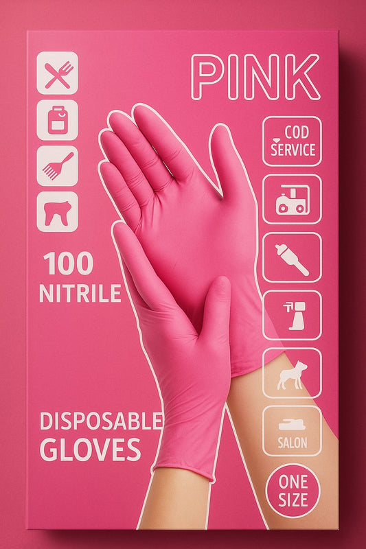 Gants jetables en nitrile rose – 100 pièces – Sans poudre & sans latex – Taille unique – Extra résistant