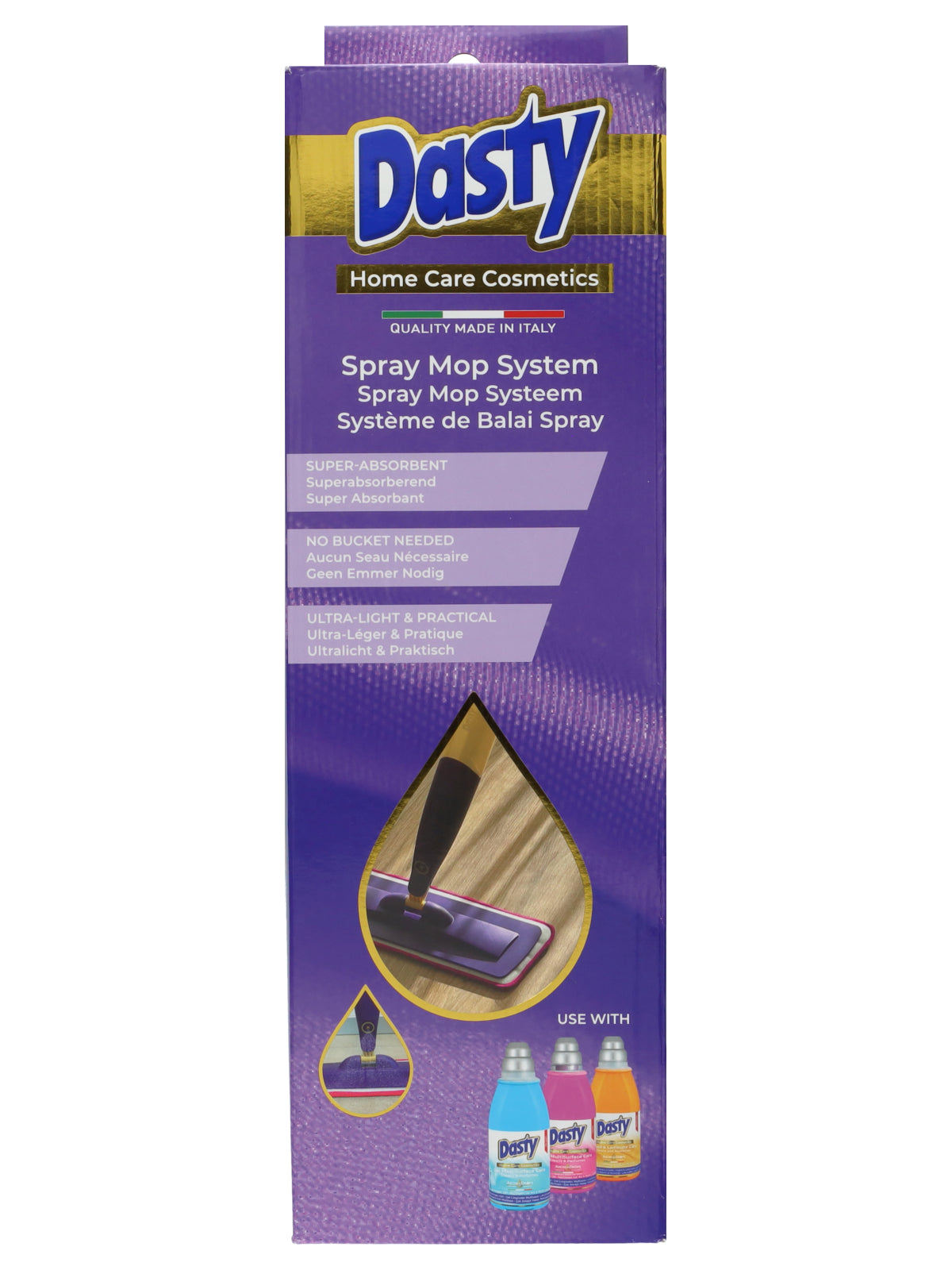 Dasty Spraymop con sistema de pulverización – Mopa y fregona para suelos sin cubo – Cabezal giratorio – 42 cm