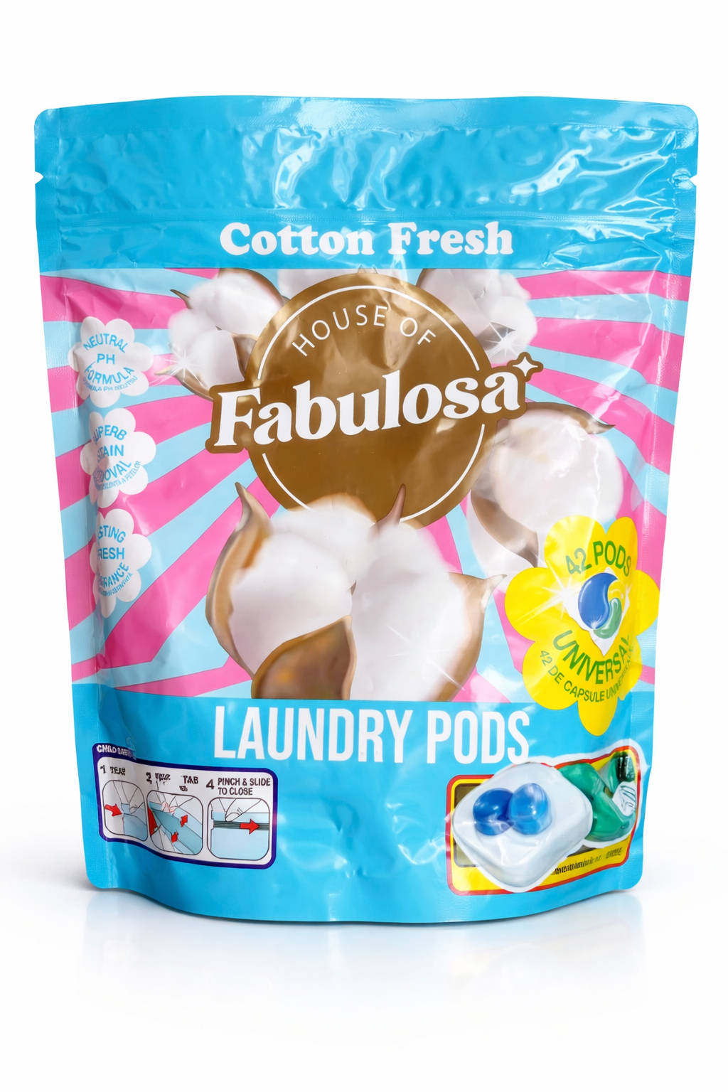 Capsules de lessive Fabulosa Fraîcheur Coton – 42 lavages – Capsules de lessive puissantes au parfum de coton frais
