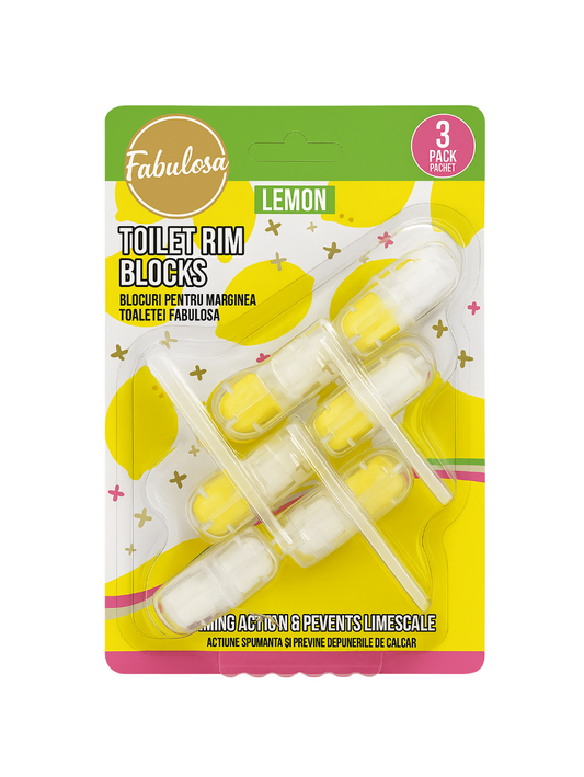 Fabulosa Toilet Blocks – 3 pieces - Lemon - Fresh scent & protection against limescale