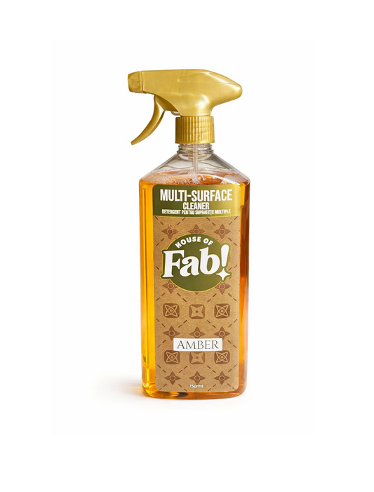 House of Fab Multi-Surface Cleaner Amber 750ml – Luxe Allesreiniger Spray met Warme Langdurige Geur voor Keuken, Badkamer & Interieur