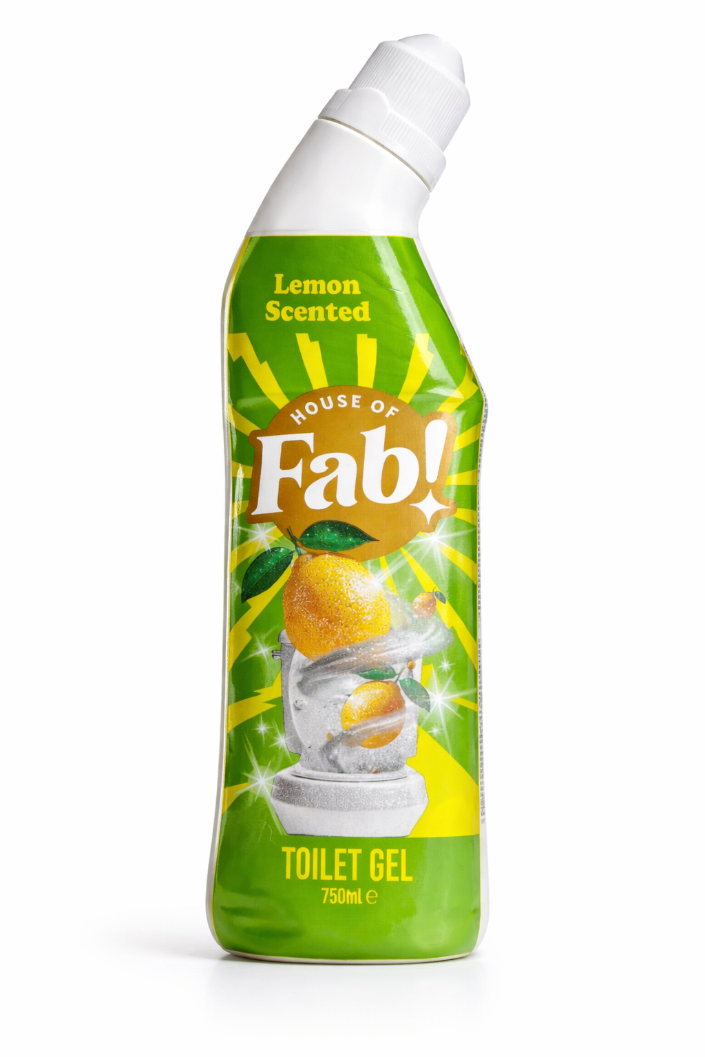 House of Fab tualeto gelis Lemon 750ml – WC valiklis Citrina – stiprus tualeto valiklis nuo kalkių, apnašų ir nešvarumų – gaivus citrinos tualeto gelis