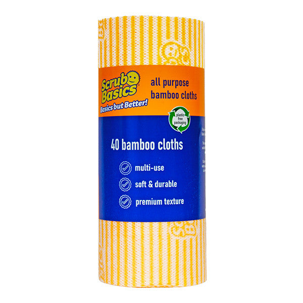 Chiffons de nettoyage en bambou Scrub Daddy Scrub Basics – 1 rouleau de 40 chiffons réutilisables