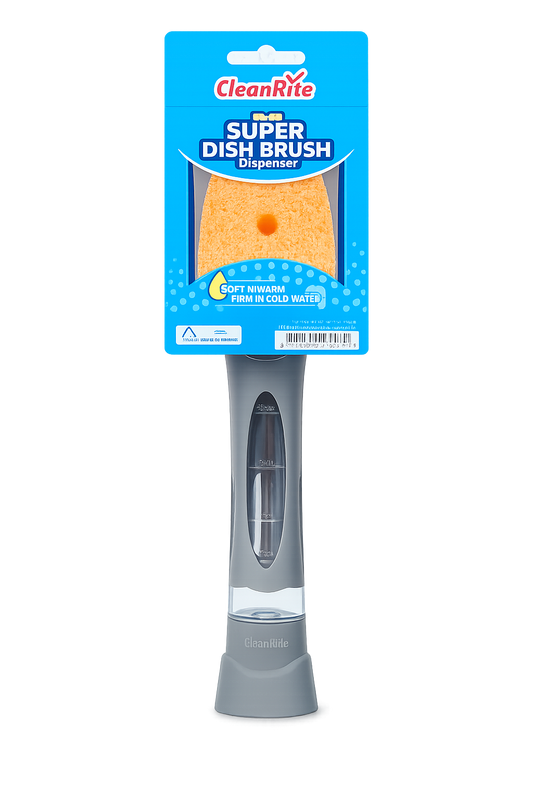 CleanRite Schoonmaakspons met Dispenser – Navulbare Afwasspons met Handvat – Grijs