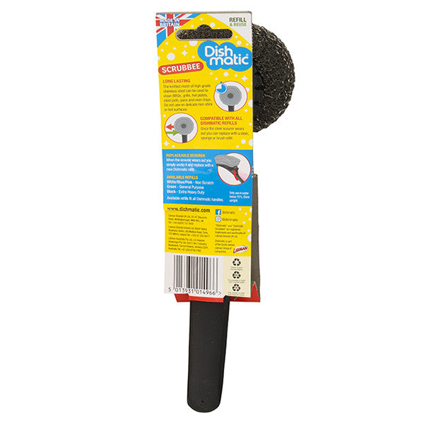 Brosse à vaisselle Dishmatic Scrubbee avec éponge en acier – Pour les saletés tenaces