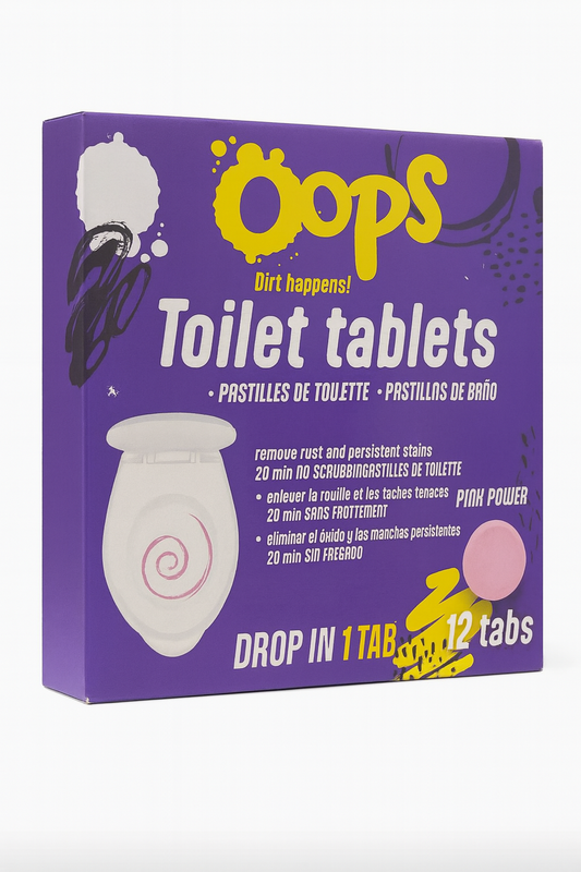 Oops Tablettes pour toilettes – 12 pièces – Contre la rouille et les taches tenaces – Pink Power !