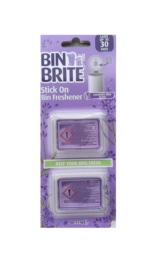 Bin Brite Stick-On Ambientador para Cubo – Aroma a Lavanda | Mantén tu cubo de basura fresco hasta 30 días | Ambientador para cubos de basura